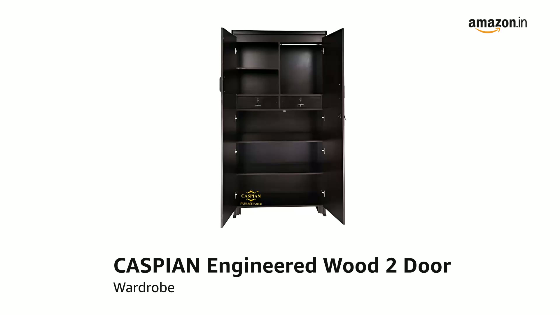 ARMADA ZEROウェア Lサイズ ブラウン ブラックレザー CASPIAN 2-Door Wardrobe (17mm Thick Shelf's) Coffee Black | Pre